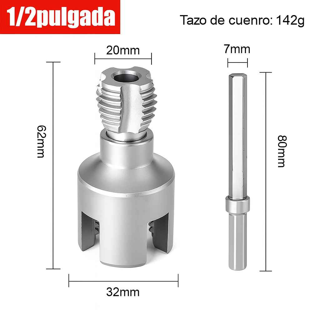 ThreadPro™: Herramienta para rosca de tubos 2 en 1 | Diámetro: 1/2", 3/4"