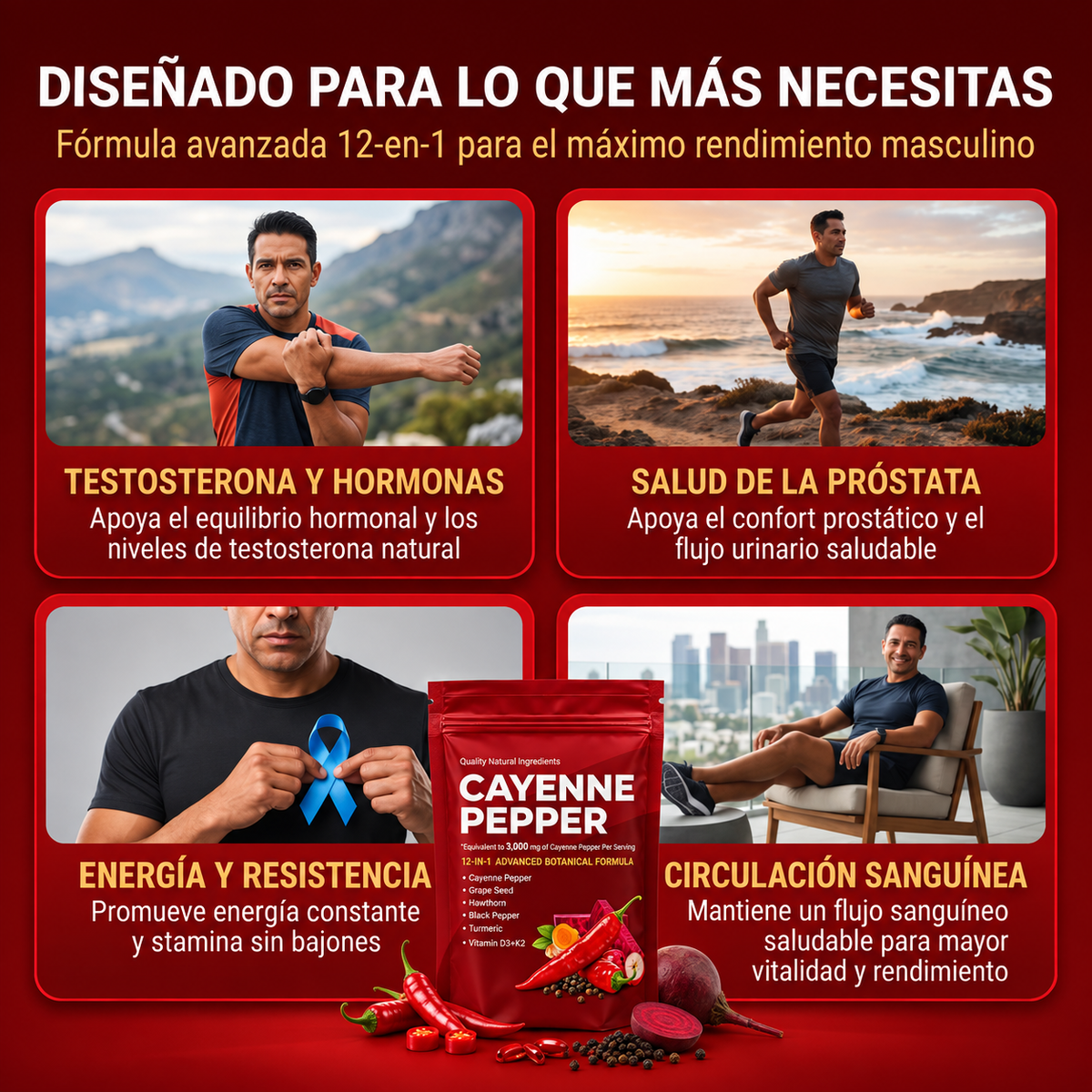 Cápsulas de Pimienta Cayena: Solución #1 para la vitalidad Masculina