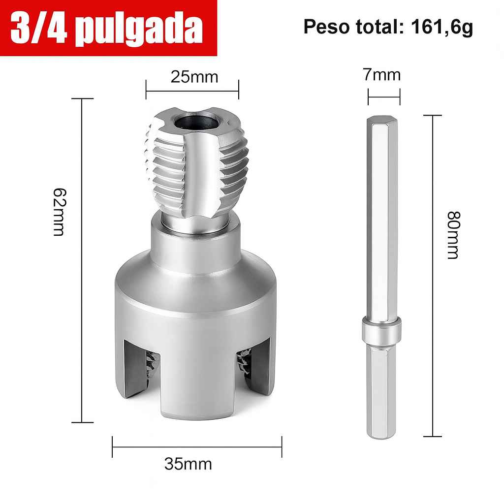 ThreadPro™: Herramienta para rosca de tubos 2 en 1 | Diámetro: 1/2", 3/4"