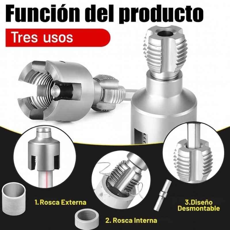 ThreadPro™: Herramienta para rosca de tubos 2 en 1 | Diámetro: 1/2", 3/4"