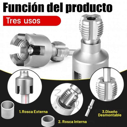 ThreadPro™: Herramienta para rosca de tubos 2 en 1 | Diámetro: 1/2", 3/4"