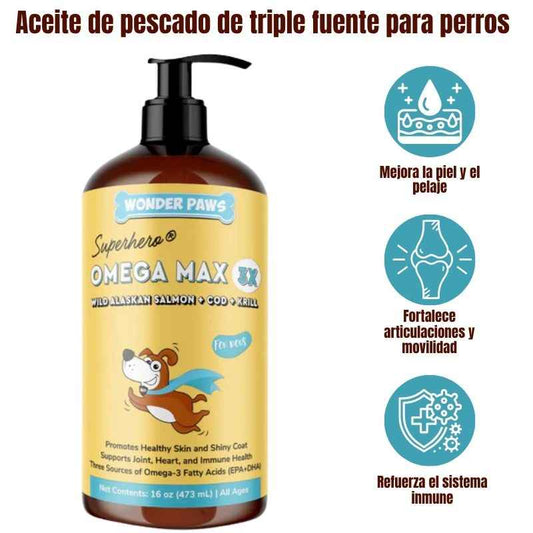 Omega Max 3X™: Aceite de pescado de triple fuente para perros
