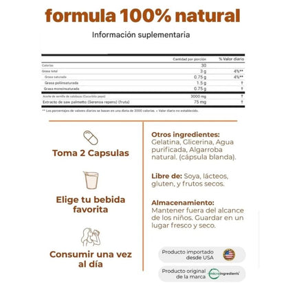 Cápsulas de Aceite de Semilla de Calabaza 2 en 1 | 30 Capsulas Gratis