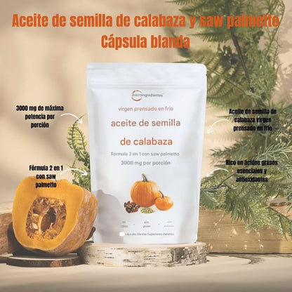 Cápsulas de Aceite de Semilla de Calabaza 2 en 1 | 30 Capsulas Gratis