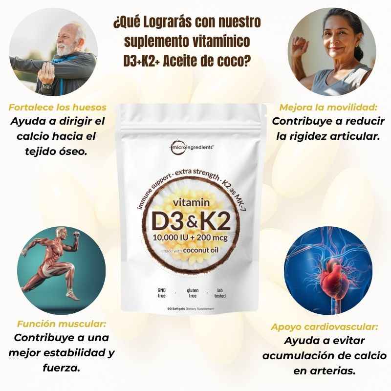 Suplemento Vitaminico D3+K2+ Aceite de coco