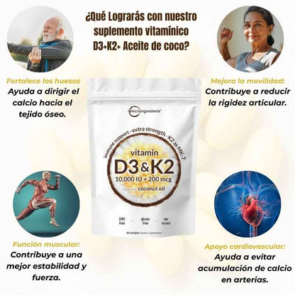 Suplemento Vitaminico D3+K2+ Aceite de coco