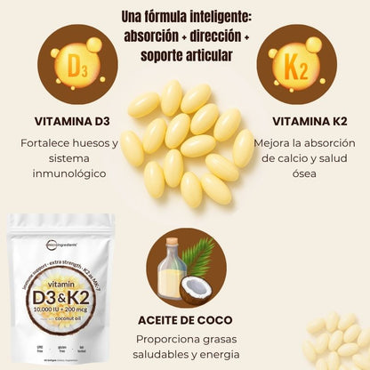 Suplemento Vitaminico D3+K2+ Aceite de coco