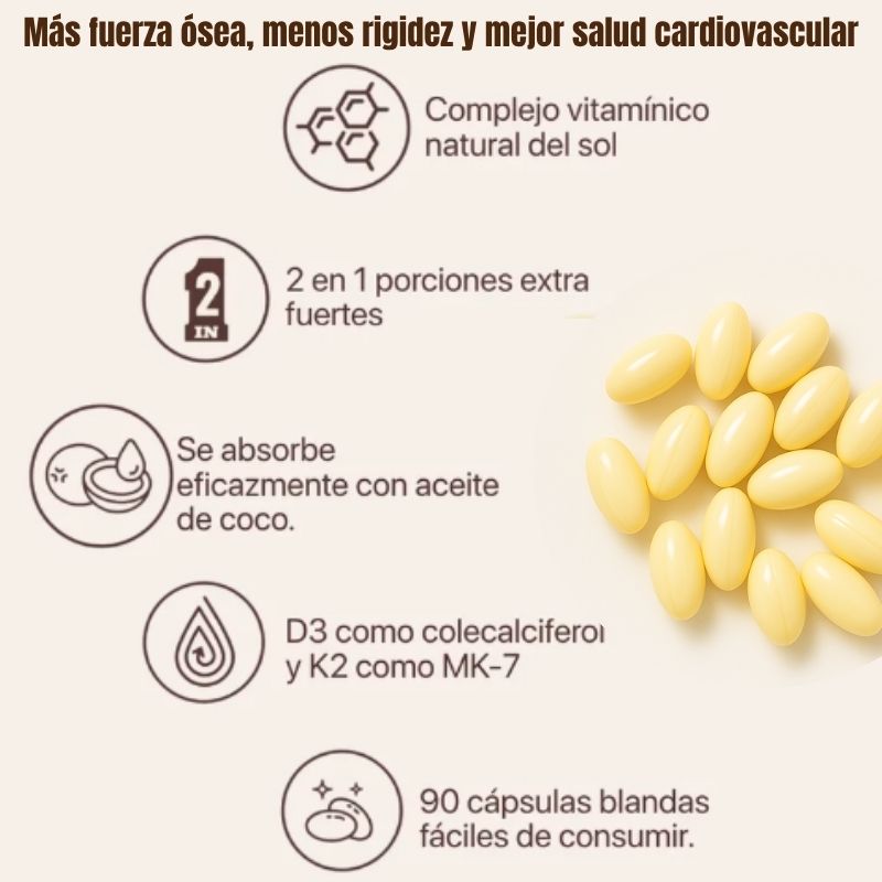 Suplemento Vitaminico D3+K2+ Aceite de coco