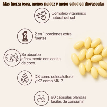 Suplemento Vitaminico D3+K2+ Aceite de coco