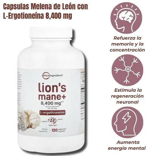 Capsulas Melena de León con L-Ergotioneína 8,400 mg | 120 Capsulas