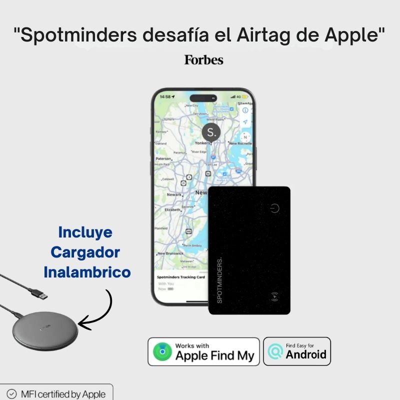 SpotMinders: Tarjeta Localizadora + Cargador Inalámbrico