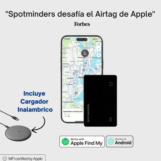 SpotMinders: Tarjeta Localizadora + Cargador Inalámbrico