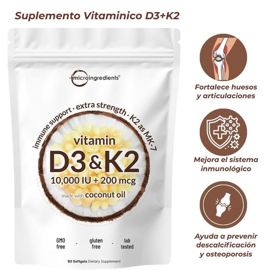 Suplemento Vitaminico D3+K2+ Aceite de coco