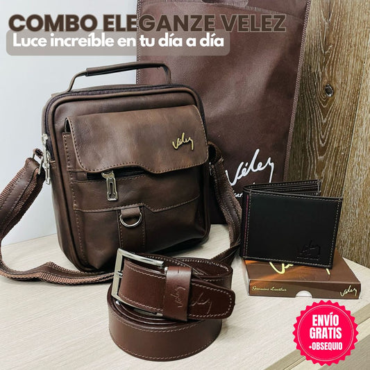 Coleccion Eleganze™: Combo Caballero Velez | Carriel, Billetera y Correa