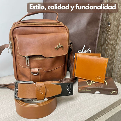 Coleccion Eleganze™: Combo Caballero Velez | Carriel, Billetera y Correa