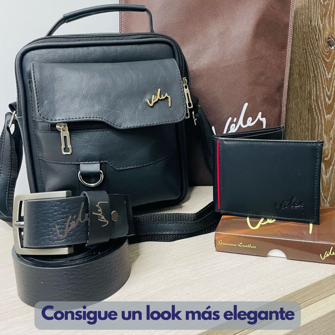 Coleccion Eleganze™: Combo Caballero Velez | Carriel, Billetera y Correa