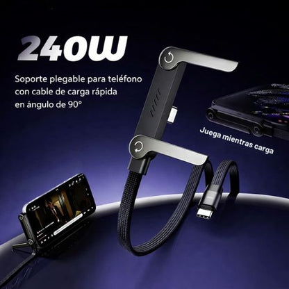 Cable con Soporte y Carga Ultrarrápida 240W| Puerto Tipo C de 1.5 m