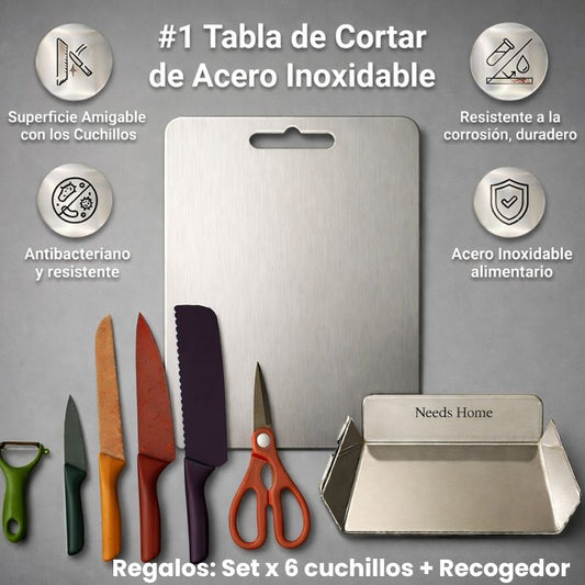 Combo cocina profesional - Tabla Acero Inoxidable Tipo 304 + Regalos