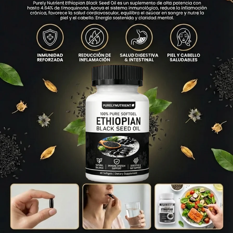 Capsulas aceite de semilla negra de Etiopía | Salud y bienestar digestivo