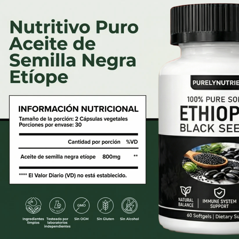 Capsulas aceite de semilla negra de Etiopía | Salud y bienestar digestivo