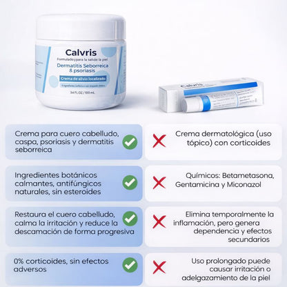 Calvris™: Crema para alivio de dermatitis seborreica y psoriasis| Promo 2X1