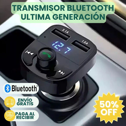 TRANSMISOR FM BLUETOOTH DE ÚLTIMA GENERACIÓN CON CARGADOR RÁPIDO USB