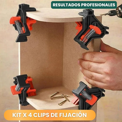 CORNER MATE™: KIT X 4 CLIPS DE FIJACIÓN DE TABLAS PARA ACABADOS PROFESIONALES