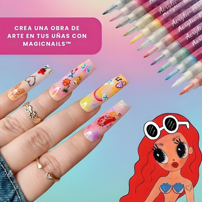 MAGICNAILS™: KIT X 12 MARCADORES PARA DECORAR TUS UÑAS | DISEÑA, BRILLA Y DESLUMBRA