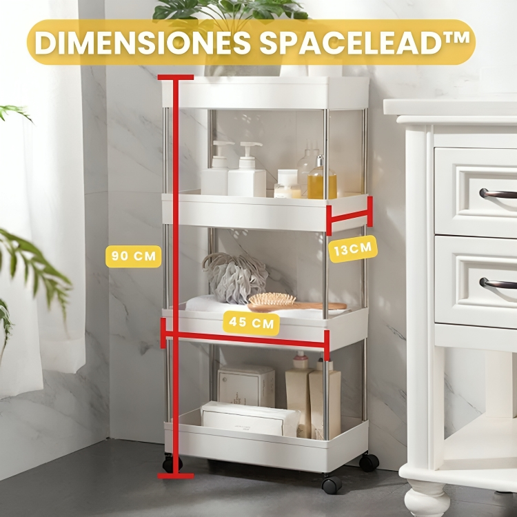 SPACELEAD™: CARRITO ORGANIZADOR DE 4 NIVELES | RESUELVE TUS PROBLEMAS DE ESPACIO Y DESORDEN