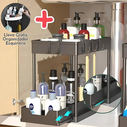 Organizador de 2 niveles para almacenamiento de gran capacidad