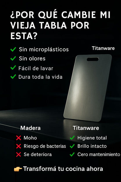 TitanWare™: Tabla para Picar en Acero Inoxidable+ Obsequio: Set de Cuchillos X6