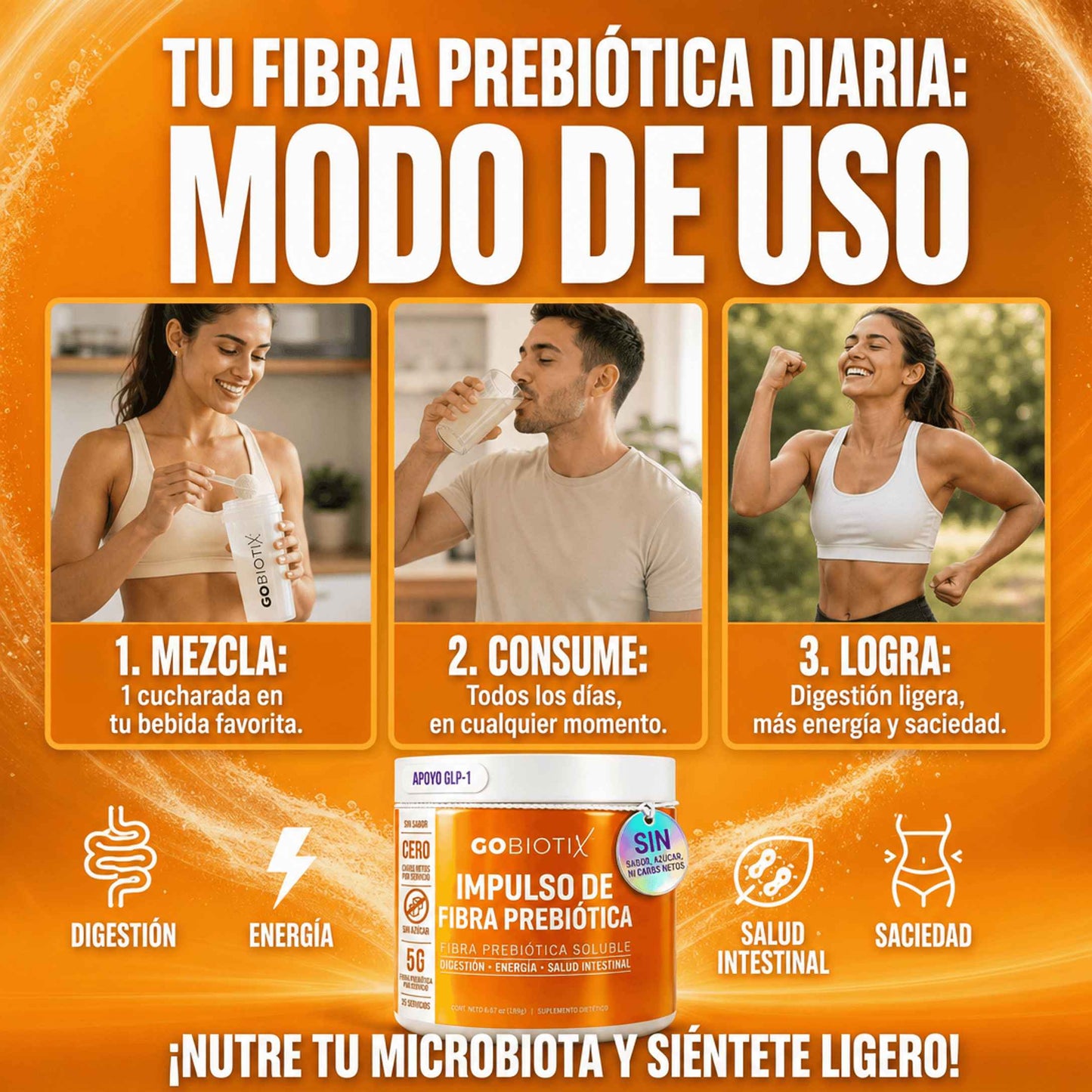 Gobiotix: Suplemento de fibra prebiótica: Ayuda a la salud intestinal y la regularidad digestiva