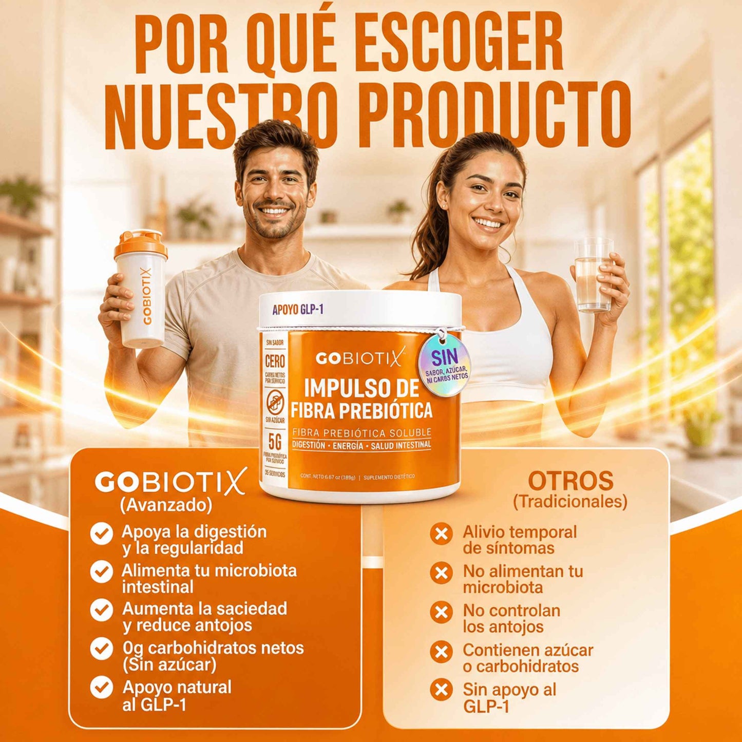 Gobiotix: Suplemento de fibra prebiótica: Ayuda a la salud intestinal y la regularidad digestiva