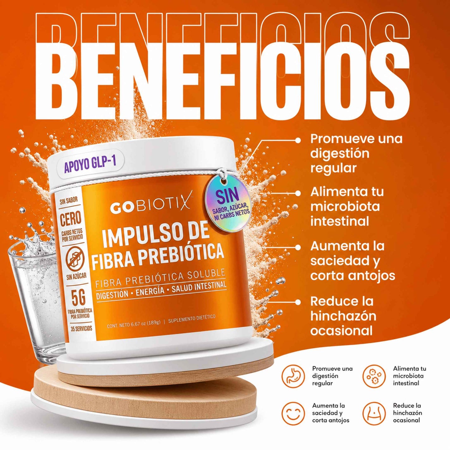 Gobiotix: Suplemento de fibra prebiótica: Ayuda a la salud intestinal y la regularidad digestiva