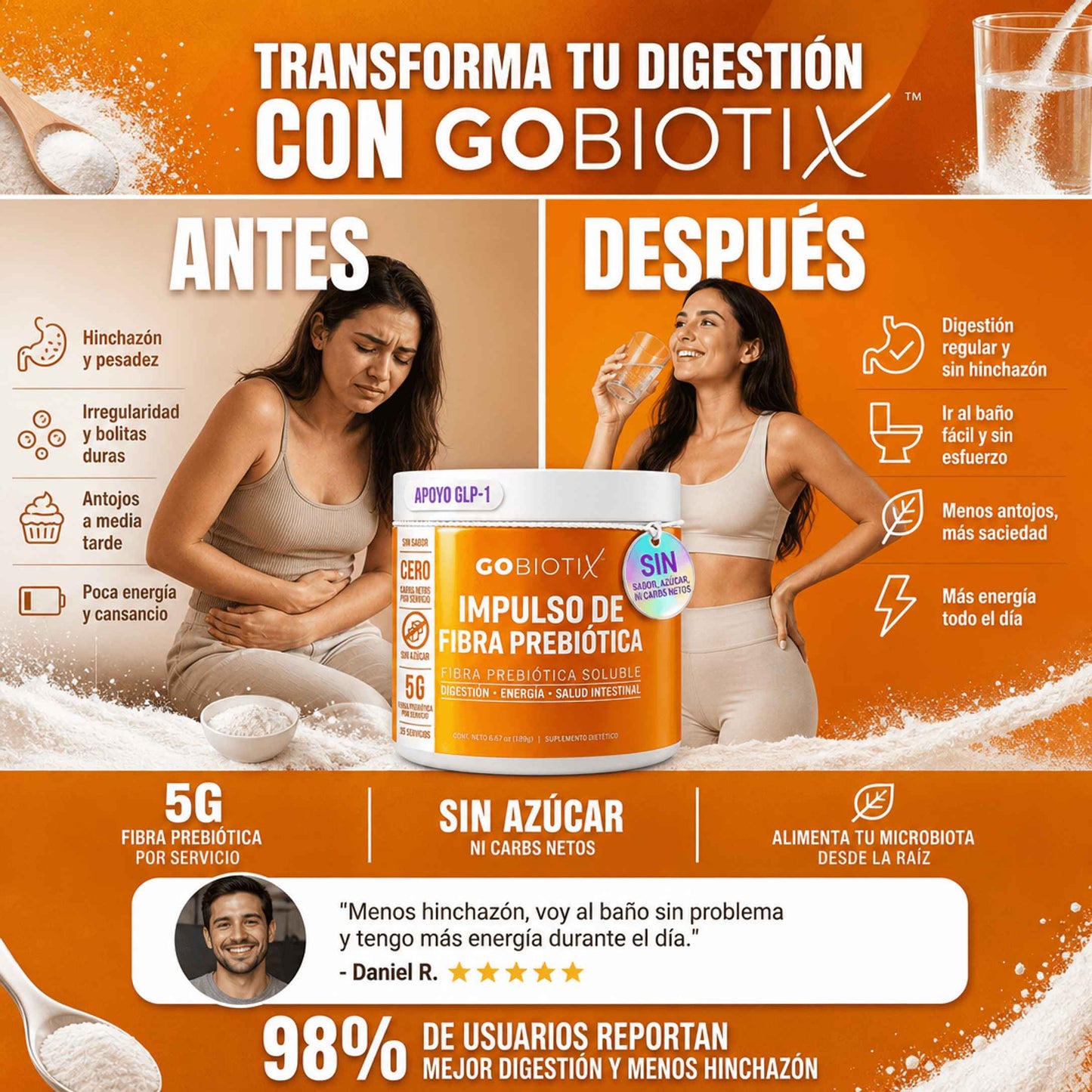 Gobiotix: Suplemento de fibra prebiótica: Ayuda a la salud intestinal y la regularidad digestiva