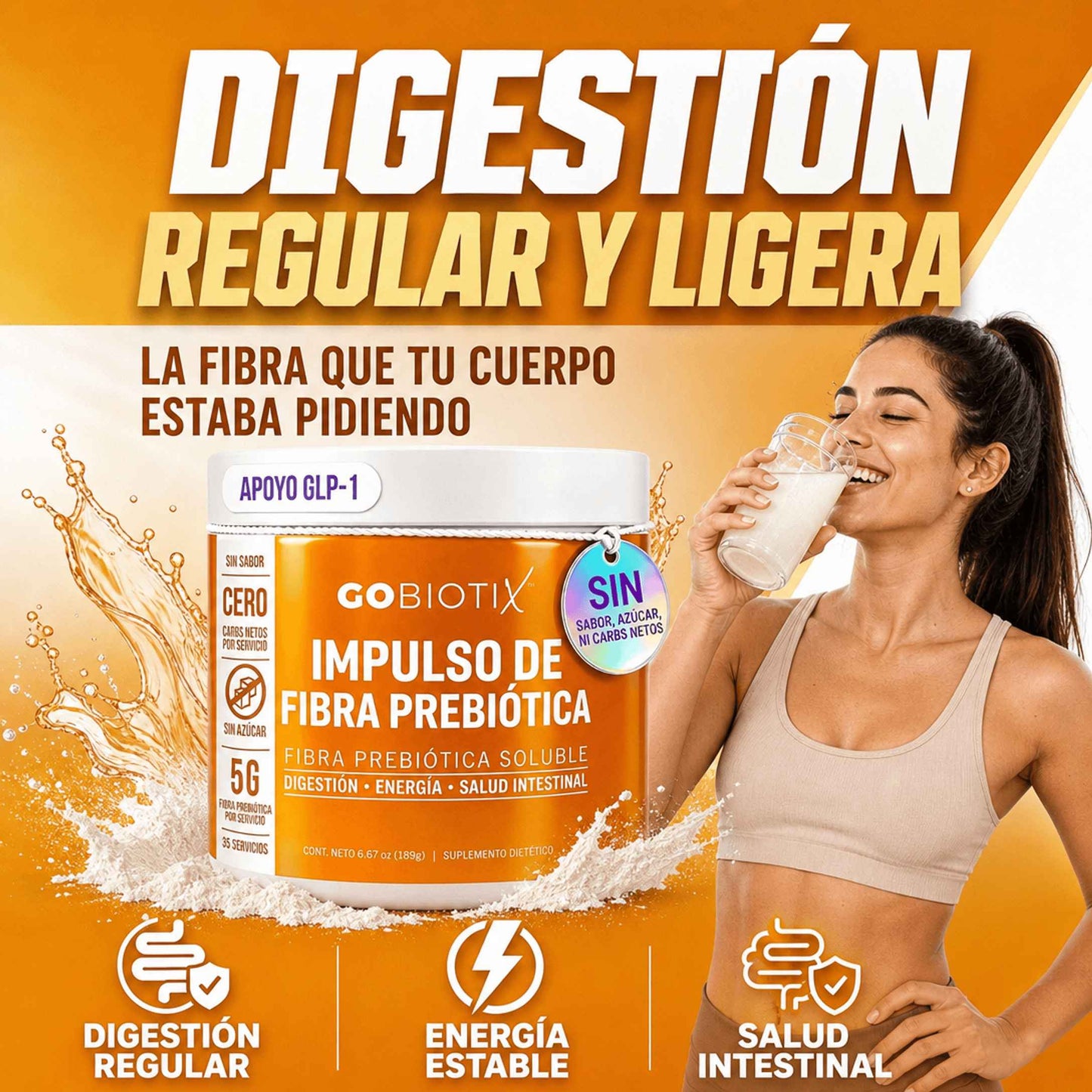 Gobiotix: Suplemento de fibra prebiótica: Ayuda a la salud intestinal y la regularidad digestiva
