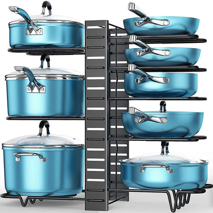 KitchenPro™️ Organizador de Ollas y Sartenes de 8 Niveles-3 en 1