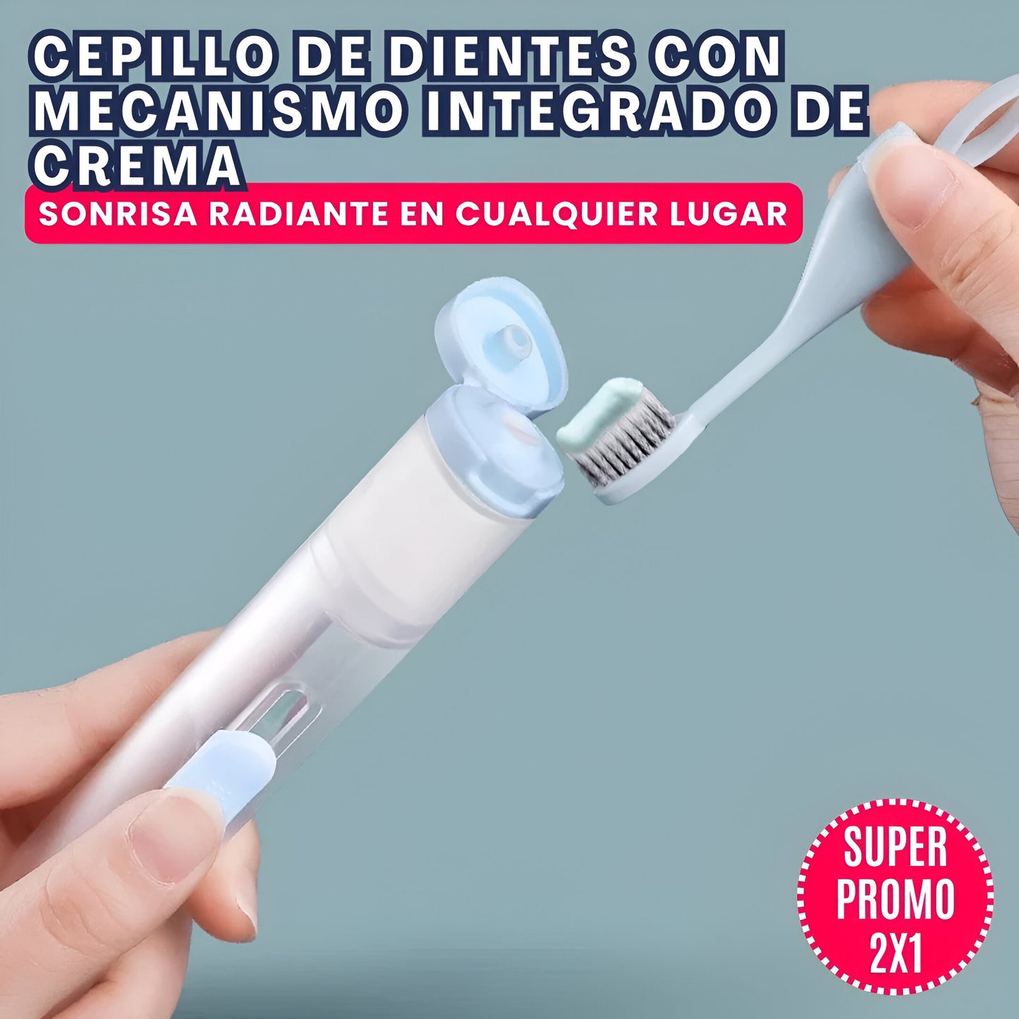 CEPILLO DE DIENTES CON DISPENSADOR INTEGRADO DE CREMA | PROMO 2X1